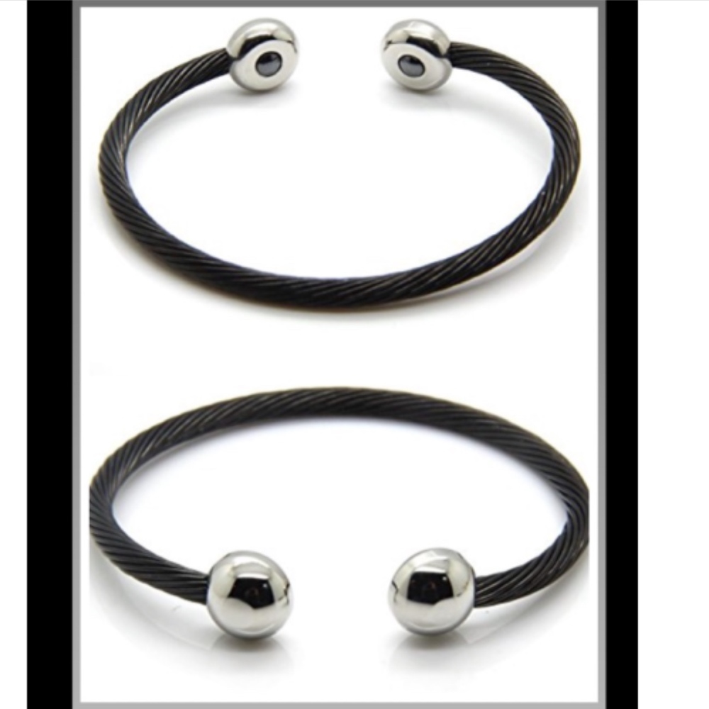 18k White Gold & Black Ionic Magnetic Cuff Stress